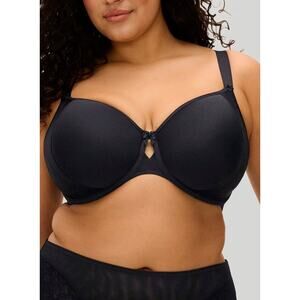Elomi Moulded Nerina Underwire Spacer T-Shirt Bra Black Sz 40K Smoothing Back